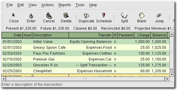 gnucash split transaction tutorial